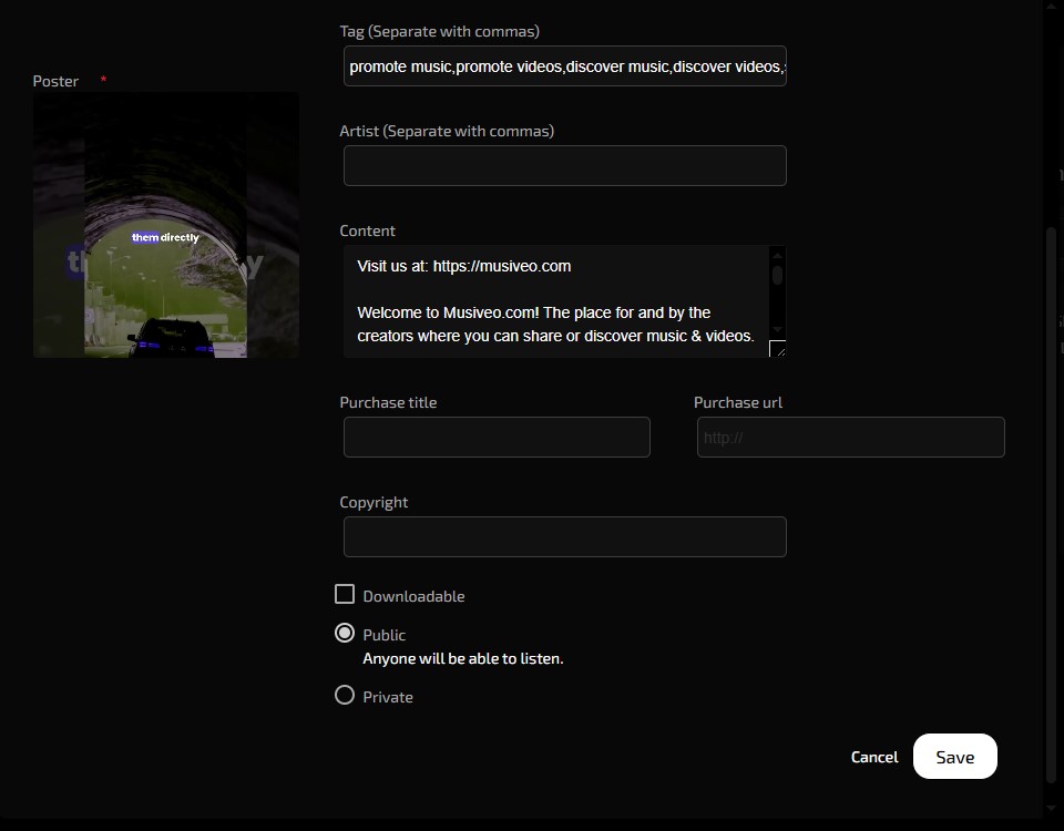upload music upload videos publish music publish videos import from youtube